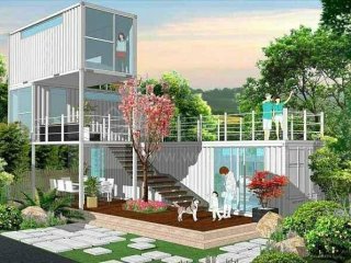 在休闲农庄之地,他用集装箱建了几栋民宿